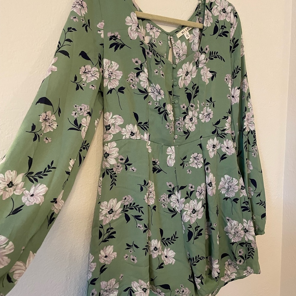 Miami green and purple floral romper size L
